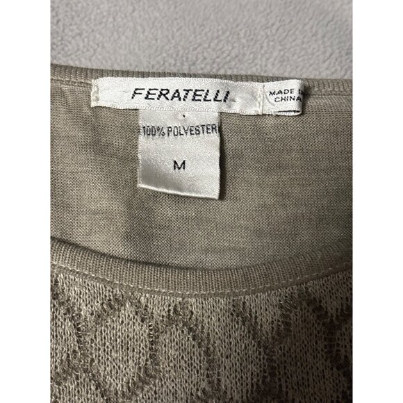 Womens Beige Tunic Top With Sheer Embroidered Floral Hem Size M Cottage Artwear - Picture 3 of 6